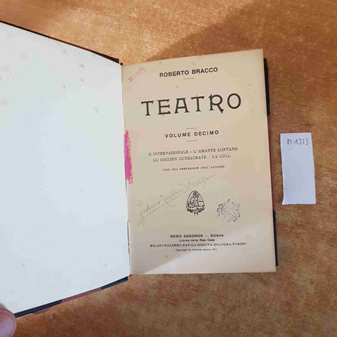 ROBERTO BRACCO TEATRO volume 10 SANDRON 1918 L'INTERNAZIONALE L'AMANTE LONTANO