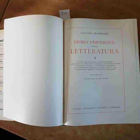 STORIA UNIVERSALE DELLA LETTERATURA volume 5 V 1961 PRAMPOLINI UTET