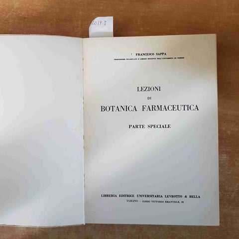 BOTANICA FARMACEUTICA Francesco Sappa 1978 LEVROTTO parte generale + speciale