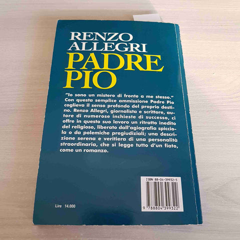 PADRE PIO L'UOMO DELLA SPERANZA - RENZO ALLEGRI - MONDADORI - 1997