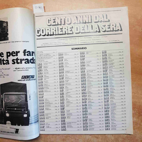 CENTO ANNI DAL CORRIERE DELLA SERA 1976 foto d'epoca pubblicita' personaggi