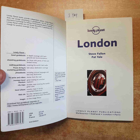 LONDON LONELY PLANET guida di Londra 2000 FALLON, YALE