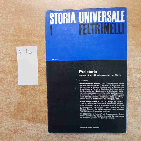 STORIA UNIVERSALE FELTRINELLI 1 PREISTORIA Alimen Steve 1967