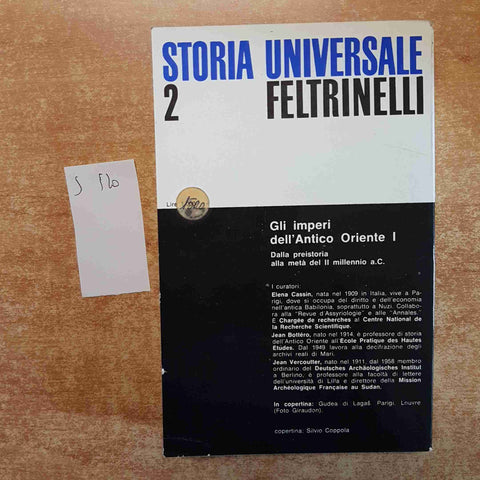 STORIA UNIVERSALE FELTRINELLI 2 GLI IMPERI DELL'ANTICO ORIENTE 1 1968