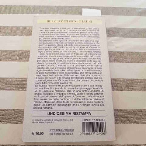 LA VECCHIEZZA testo latino a fronte CICERONE - BUR - 2002