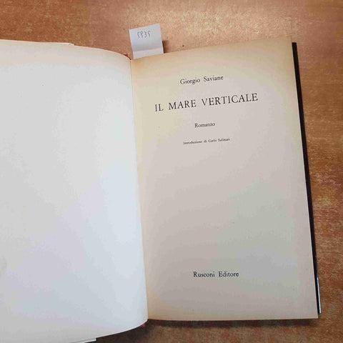 GIORGIO SAVIANE - IL MARE VERTICALE 1973 RUSCONI prima edizione