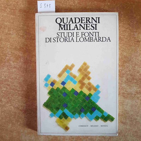 QUADERNI MILANESI STUDI E FONTI DI STORIA LOMBARDA 1983 comasco milano monza