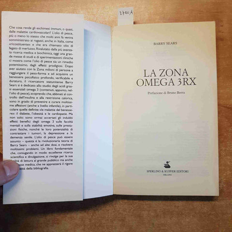 LA ZONA OMEGA 3 RX il miracolo olio di pesce BARRY SEARS manca pagina SPERLING