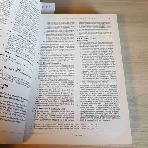 L'ESAME SCRITTO E ORALE PER PROMOTORE FINANZIARIO 6 ED. manuale ALPHA TEST 2001