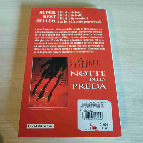 LA NOTTE DELLA PREDA - JOHN SANDFORD - SPERLING PAPERBACK - 1999