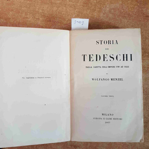 STORIA DEI TEDESCHI DALLA CADUTA DELL'IMPERO FINO A OGGI 1867 MENZEL corona cai