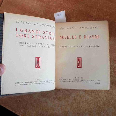 LEONIDA ANDREIEV NOVELLE E DRAMMI 1939 UTET i grandi scrittori stranieri