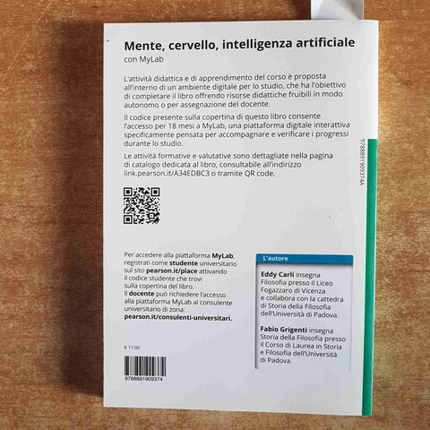 MENTE, CERVELLO, INTELLIGENZA ARTIFICIALE Carli Grigenti 2019 PEARSON