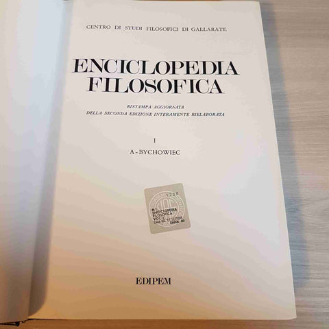 ENCICLOPEDIA FILOSOFICA 1 A - BYCHOWIEC - EDIPEM - CENTRO STUDI GALLARATE- 1979