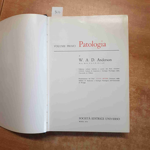 PATOLOGIA 1 W.A.D. ANDERSON 1974 SOCIETA' EDITRICE UNIVERSO SEU