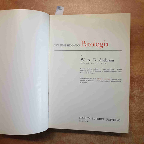 PATOLOGIA 2 W.A.D. ANDERSON 1974 SOCIETA' EDITRICE UNIVERSO SEU