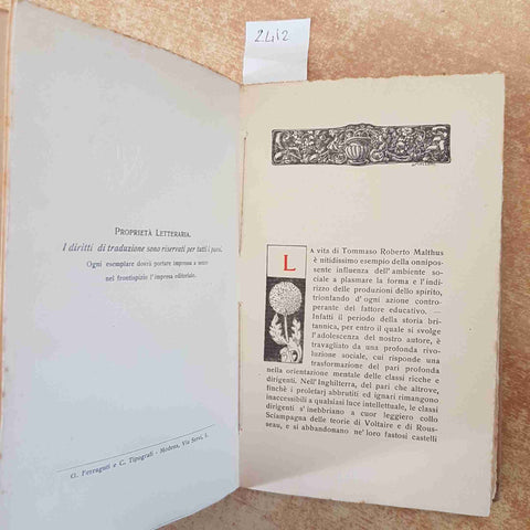 MALTHUS  profili n° 6 ACHILLE LORIA 1909 FORMIGGINI