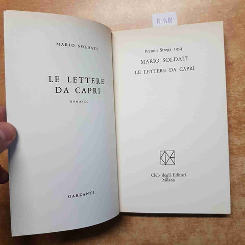 MARIO SOLDATI LE LETTERE DA CAPRI 1972 CDE GARZANTI i premi strega