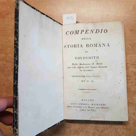 COMPENDIO DELLA STORIA ROMANA DI GOLDSMITH 1804 dalla fondazione alla caduta