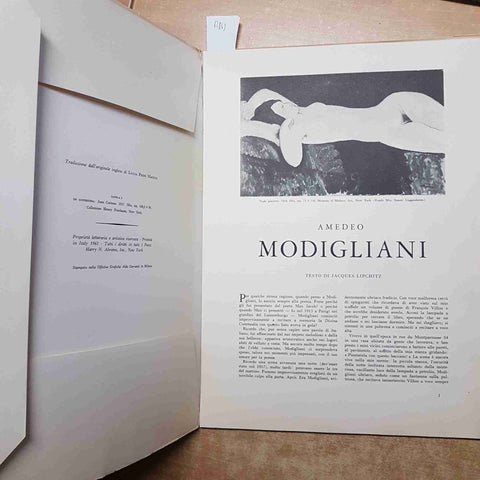 MODIGLIANI l'illustrazione italiana GARZANTI 1961 LIPCHITZ club libro d'arte