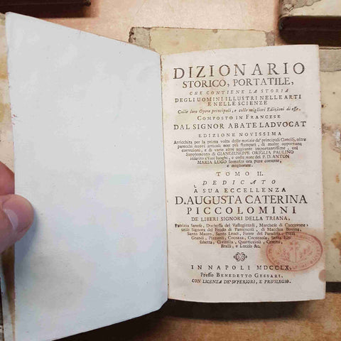 1760 DIZIONARIO STORICO UOMINI ILLUSTRI ARTE E SCIENZE abate Ladvocat  6 VOLUMI