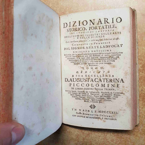 1760 DIZIONARIO STORICO UOMINI ILLUSTRI ARTE E SCIENZE abate Ladvocat  6 VOLUMI