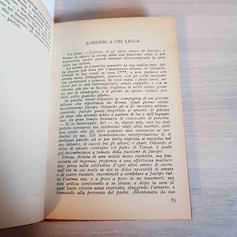 ULTIME LETTERE DI JACOPO ORTIS - UGO FOSCOLO - RIZZOLI - 1949