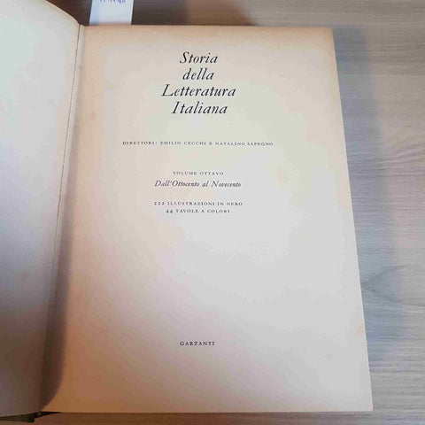 STORIA DELLA LETTERATURA ITALIANA - VOL 8 DALL'OTTOCENTO AL NOVECENTO -GARZANTI