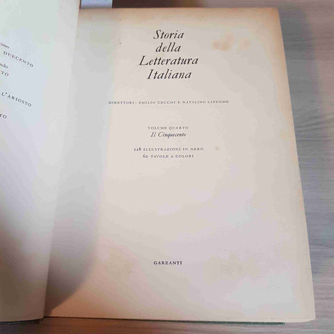 IL CINQUECENTO VOL. 4 - STORIA DELLA LETTERATURA ITALIANA - GARZANTI - 1966