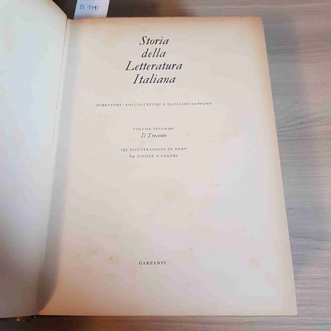 IL TRECENTO VOL. 2 - STORIA DELLA LETTERATURA ITALIANA - GARZANTI - 1965