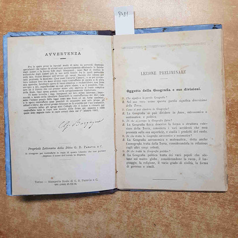 ELEMENTI DI GEOGRAFIA scritti da BORGOGNO classi elementari superio 1890 paravia