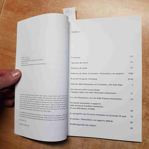 I MODELLI MATEMATICI DI FRONTE ALLA CRISI ECONOMICA E FINANZIARIA boffi PRISTEM