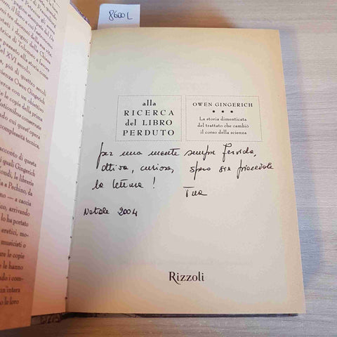 ALLA RICERCA DEL LIBRO PERDUTO - OWEN GINGERICH - RIZZOLI - 2004