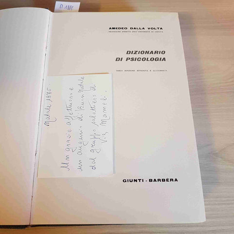 DIZIONARIO DI PSICOLOGIA - AMEDEO DALLA VOLTA - GIUNTI BARBERA - 1974