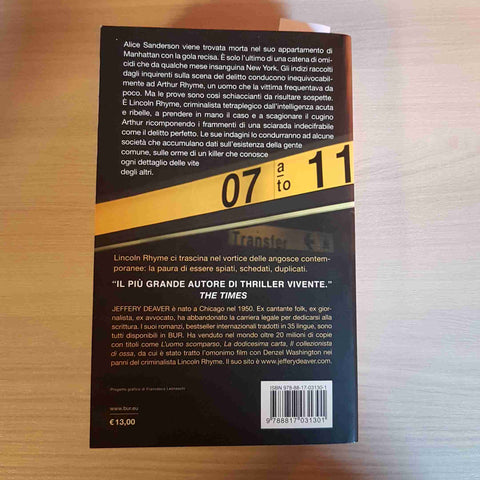 LA FINESTRA ROTTA - JEFFERY DEAVER - BUR RIZZOLI - 2010