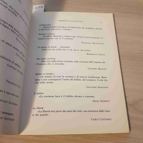 FRAMMENTI DI CULTURA LAICA - GIUSEPPE ROTOLO - EDIZIONI ARCHIVIO TRIMESTRALE