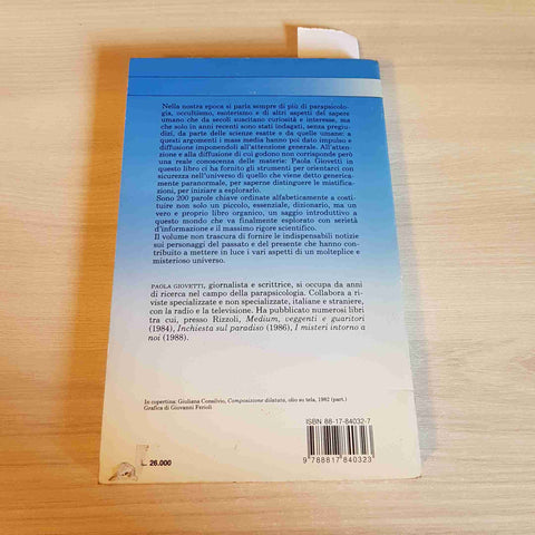 IL PARANORMALE IN 200 PAROLE CHIAVE - PAOLA GIOVETTI - RIZZOLI - 1990
