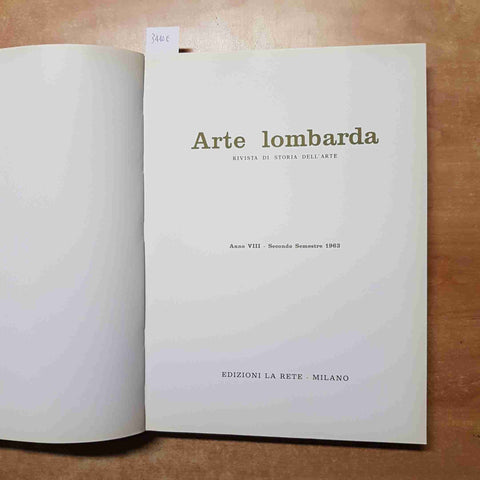 ARTE LOMBARDA 1963 ANNO VIII 2° semestre