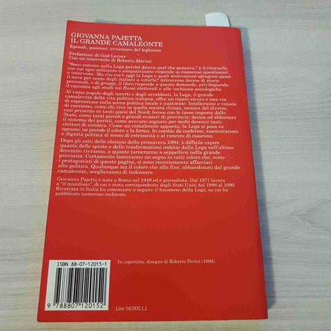 IL GRANDE CAMALEONTE leghismo lega lombarda GIOVANNA PAJETTA 1994 FELTRINELLI