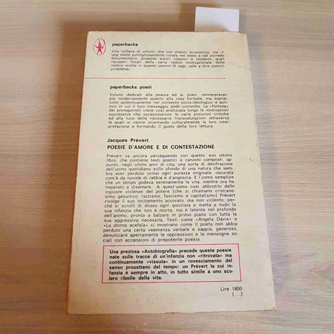 POESIE D'AMORE E DI CONTESTAZIONE - JACQUES PREVERT - NEWTON COMPTON - 1977