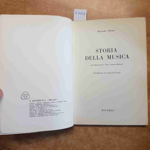 STORIA DELLA MUSICA Riccardo Allorto 1959 RICORDI