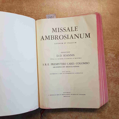 MISSALE AMBROSIANUM LATINUM ET ITALICUM D.D. IOANNIS daverio 1966 IUSSU EDITUM