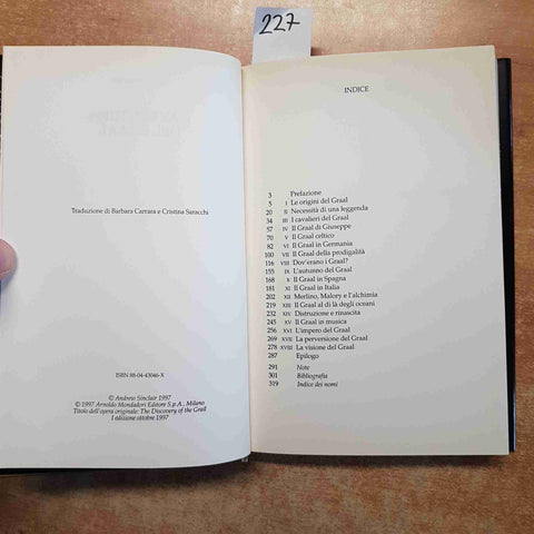 L'AVVENTURA DEL GRAAL Andrew Sinclair 1997 prima edizione MONDADORI