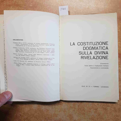 LA COSTITUZIONE DOGMATICA SULLA DIVINA RIVELAZIONE 3 ELLE DI CI 1966 MAGISTERO