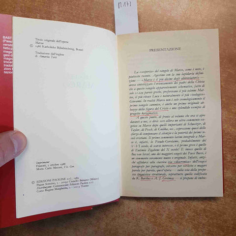 LEGGERE MARCO Bas Van Iersel 1989 EDIZIONI PAOLINE evangelista vangelo