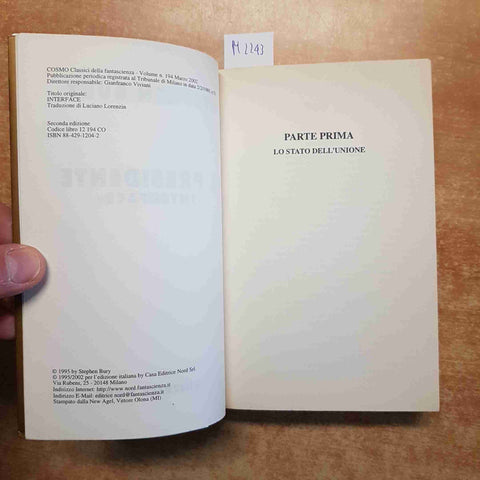 STEPHEN BURY - IL PRESIDENTE INTERFACE cosmo serie oro EDITRICE NORD 1995