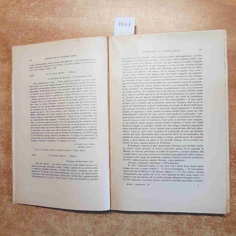 EPISTOLARIO DI VINCENZO MONTI volume quarto 1929 LE MONNIER Alfonso Bertoldi