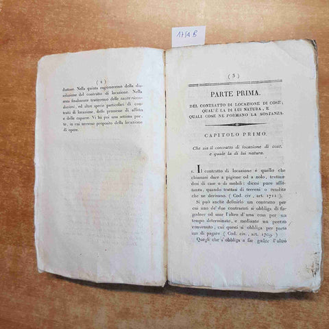 OPERE DI POTHIER TRATTATO DEI CONTRATTI DI LOCAZIONE volume primo 1817 SONZOGNO