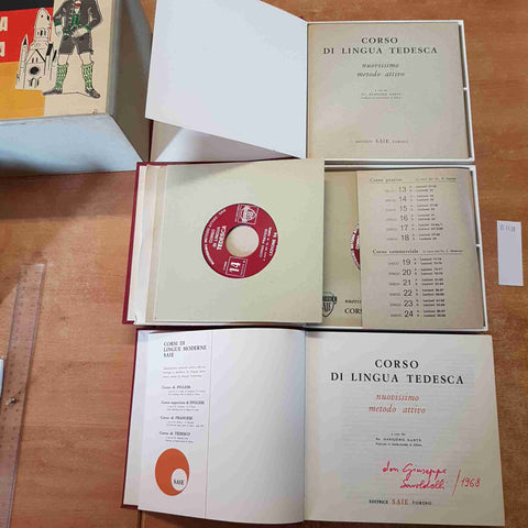CORSO DI LINGUA TEDESCA SAIE metodo attivo 1967 LIBRO + 24 DISCHI 45 GIRI