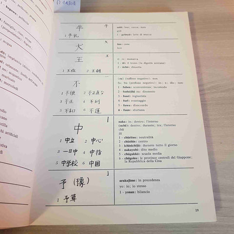 DIZIONARIO DEI KANJI VOLUME 1 - SCALISE, - ISTITUTO ITALIANO MEDIO ORIENTE -1966